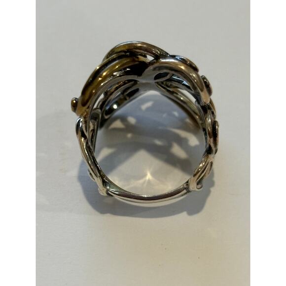 Carolyn Pollack Sterling Silver & Brass Ring Abstract Modernist Western Size 7 - Picture 4 of 5